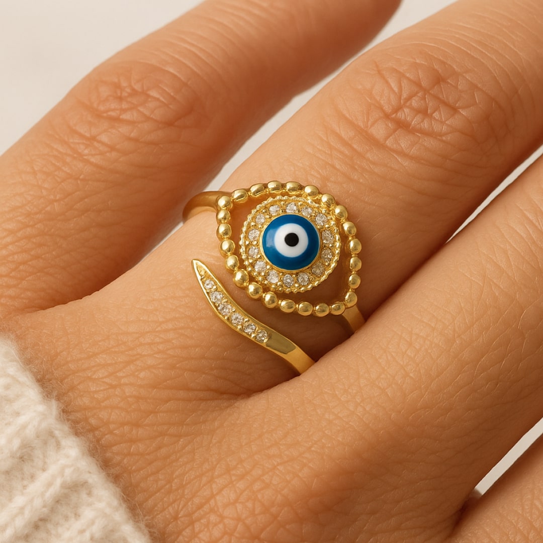 Adjustable Blue Eye Lucky Ring