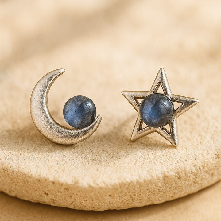 "Lunar Star" Earrings in Labradorite & Silver
