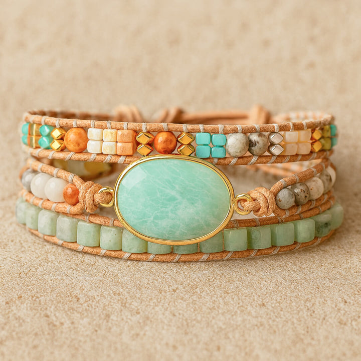 Bracelet Wrap "Sweetness & Calm" in Amazonite