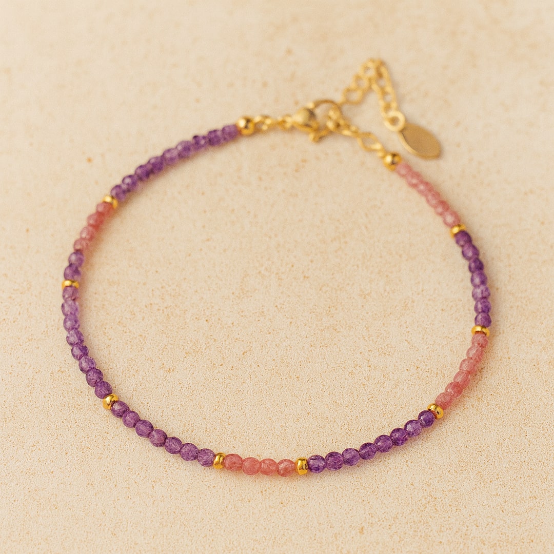 Fine Bracelet "Subtle Glow" in Rose Tourmaline & Natural Stones