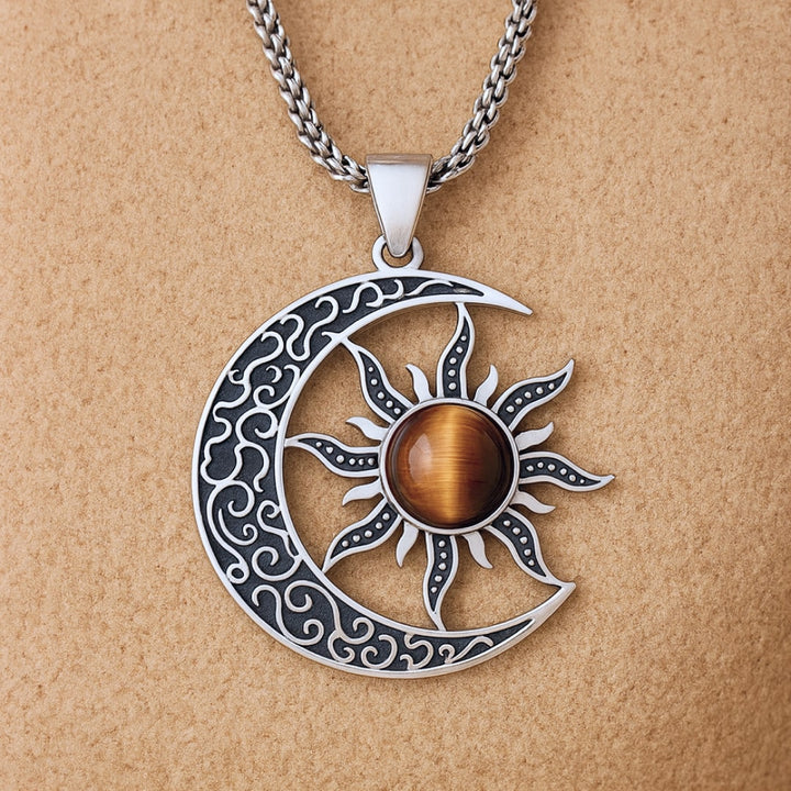 "Cosmic Balance Moon-Sun" Pendant in Tiger's Eye