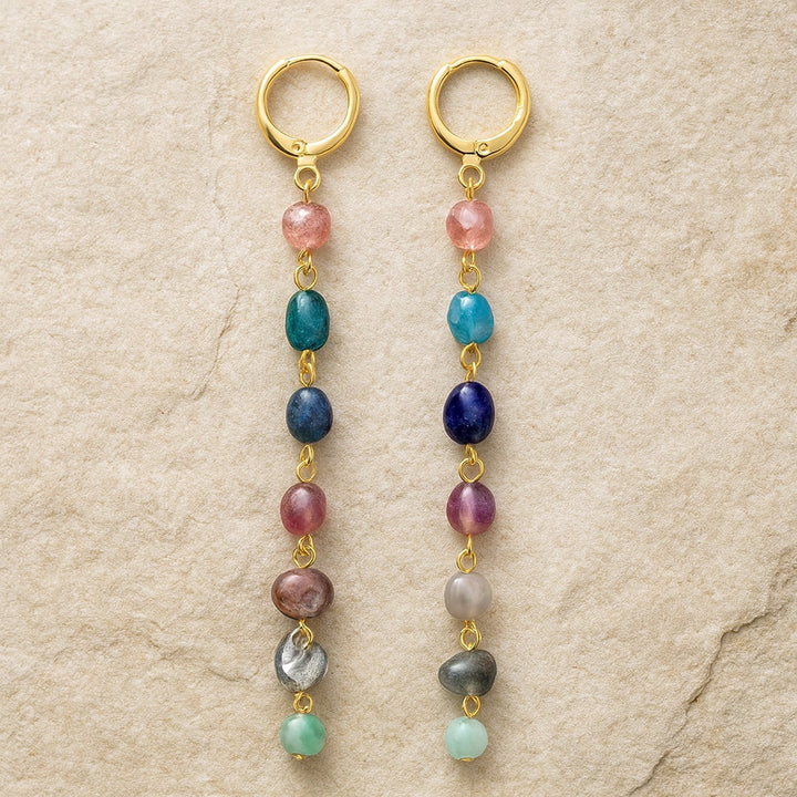 "Earings 'Wellness Cascade of the 7 Chakras'"