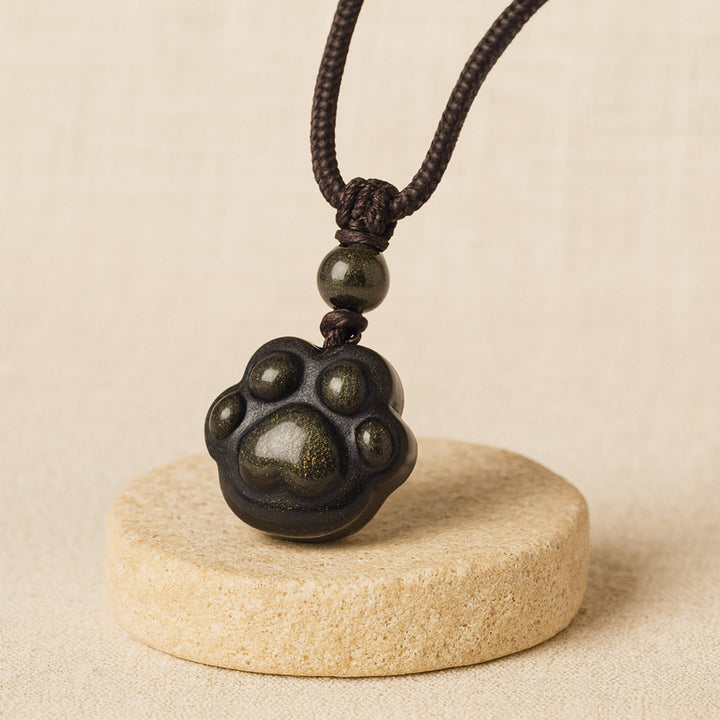 "Paw Print" Pendant "Eternal Bond" in Golden Obsidian