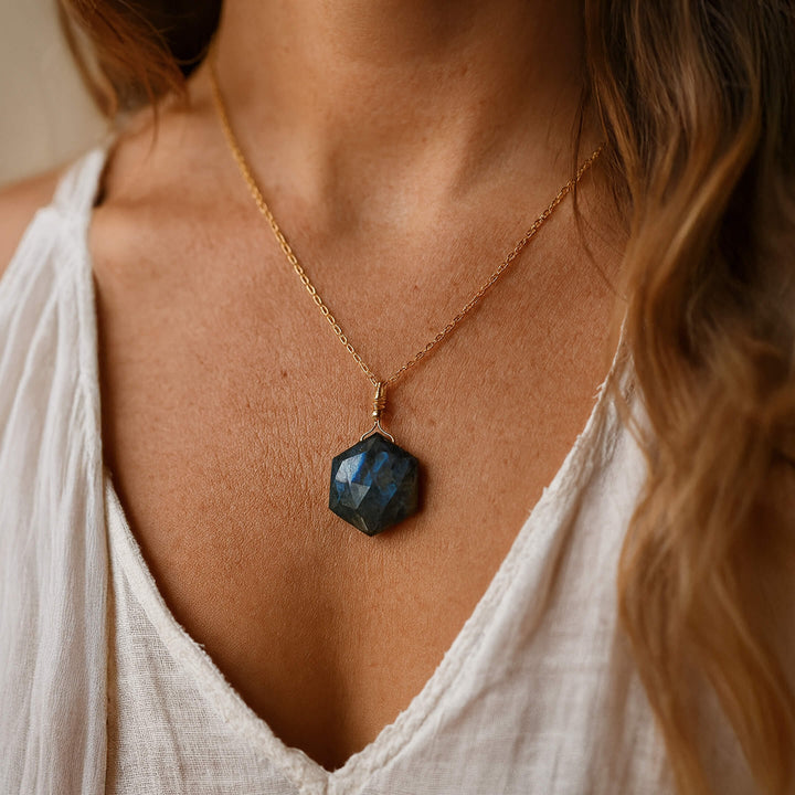 "Guardian Star" Pendant in Lapis Lazuli or Labradorite