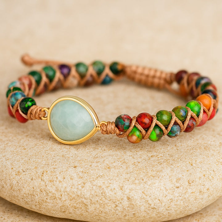 "Tranquil Spark" Braided Bracelet in Jasper & Amazonite