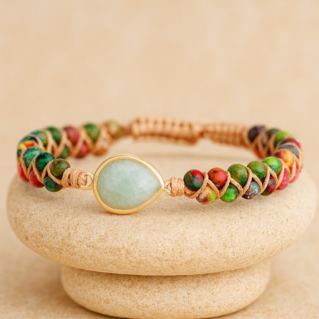 "Tranquil Radiance" Braided Bracelet in Jasper & Amazonite