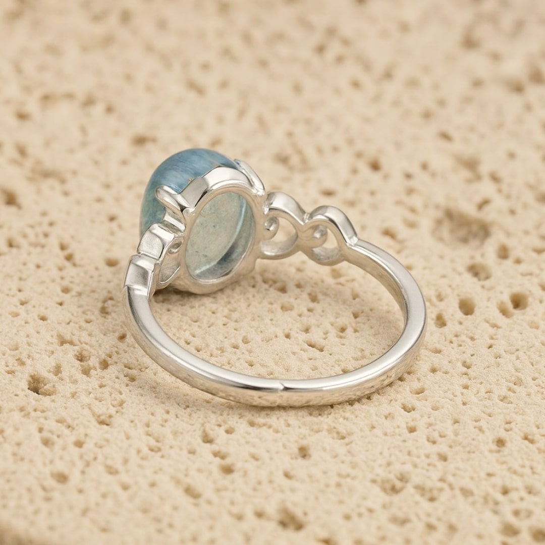 Adjustable Ring "Sea Crystal" in Aquamarine