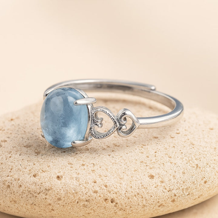 Adjustable Ring "Sea Crystal" in Aquamarine