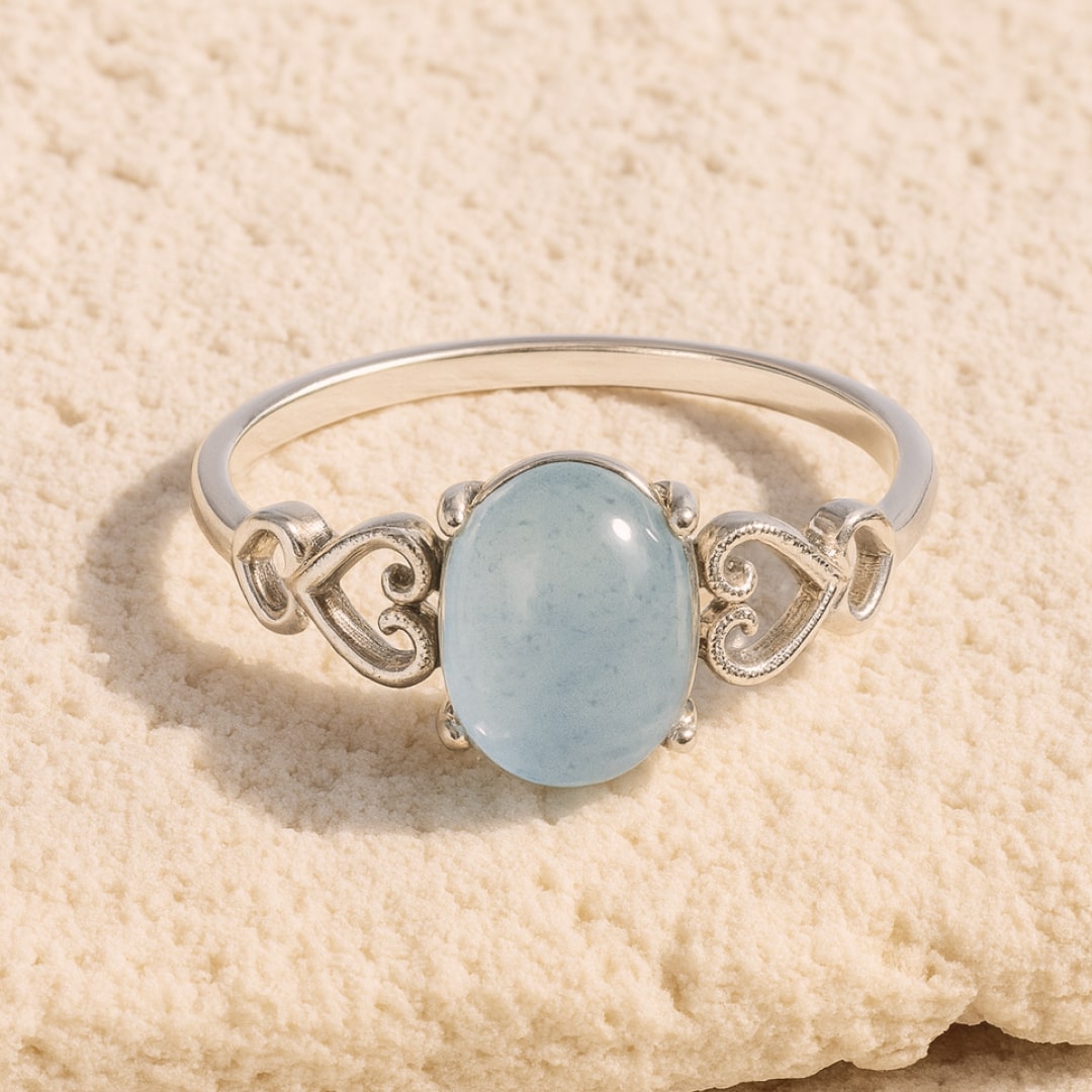 Adjustable "Sea Crystal" Ring in Aquamarine