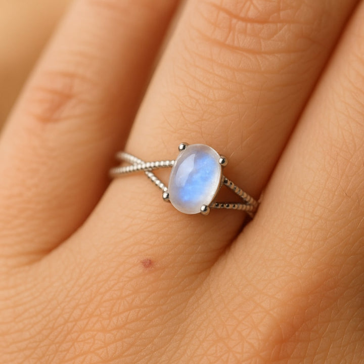 Adjustable Ring "Clarity of the Soul" in Moonstone