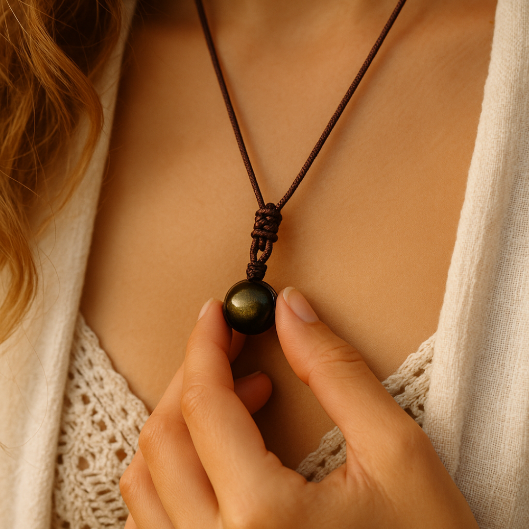 "Sphere" Pendant in Golden Obsidian