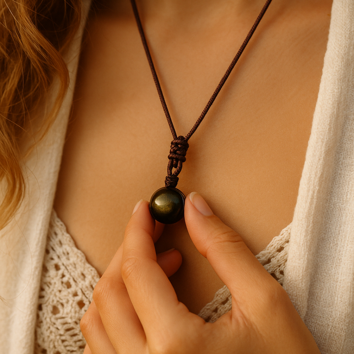"Sphere" Pendant in Golden Obsidian