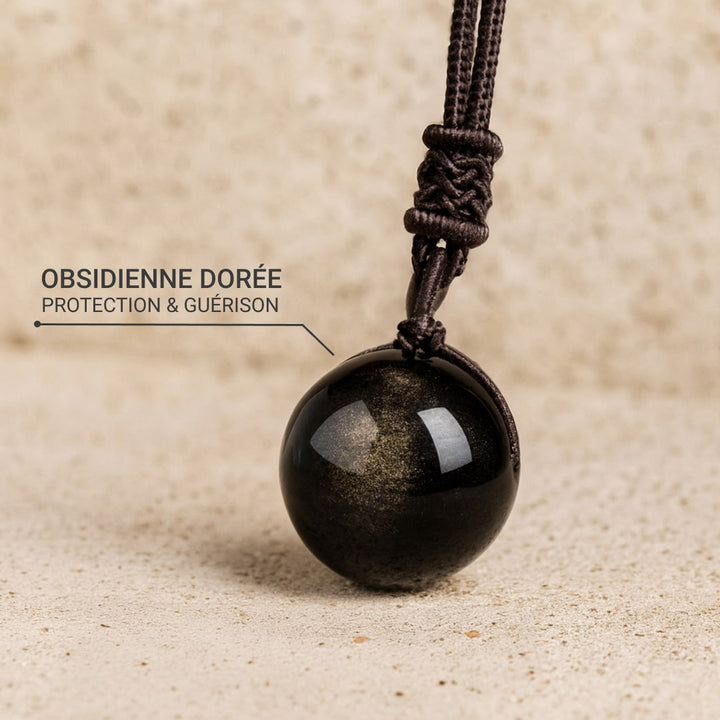 "Sphere" Pendant in Golden Obsidian