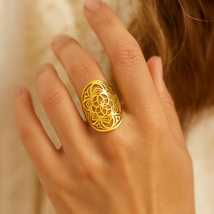 Adjustable "Mandala Flower" Ring