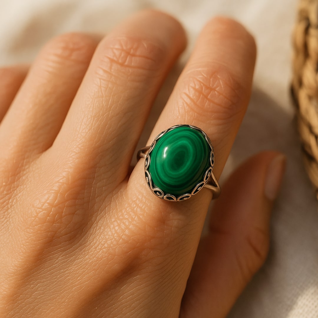 "Purification & Healing" Adjustable Malachite Ring
