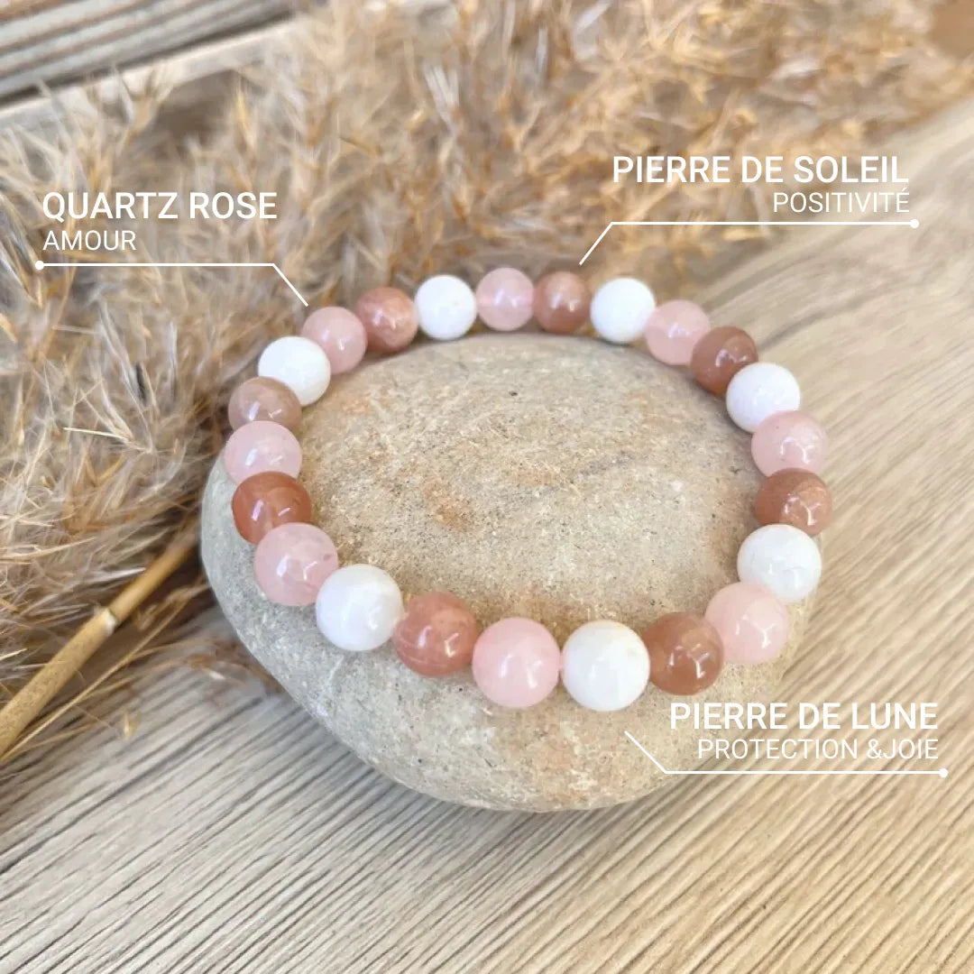 "Venus" Bracelet in Sunstone, Rose Quartz & Moonstone