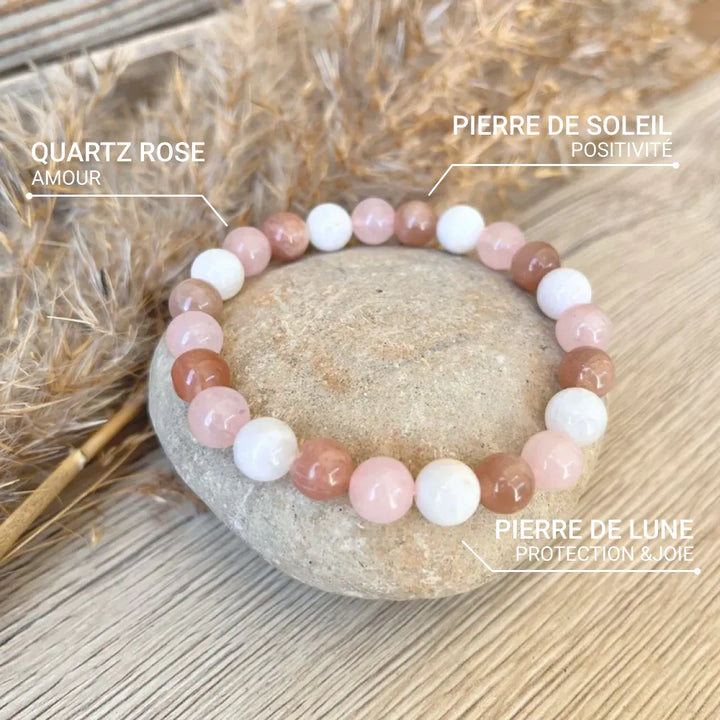 "Venus" Bracelet in Sunstone, Rose Quartz & Moonstone