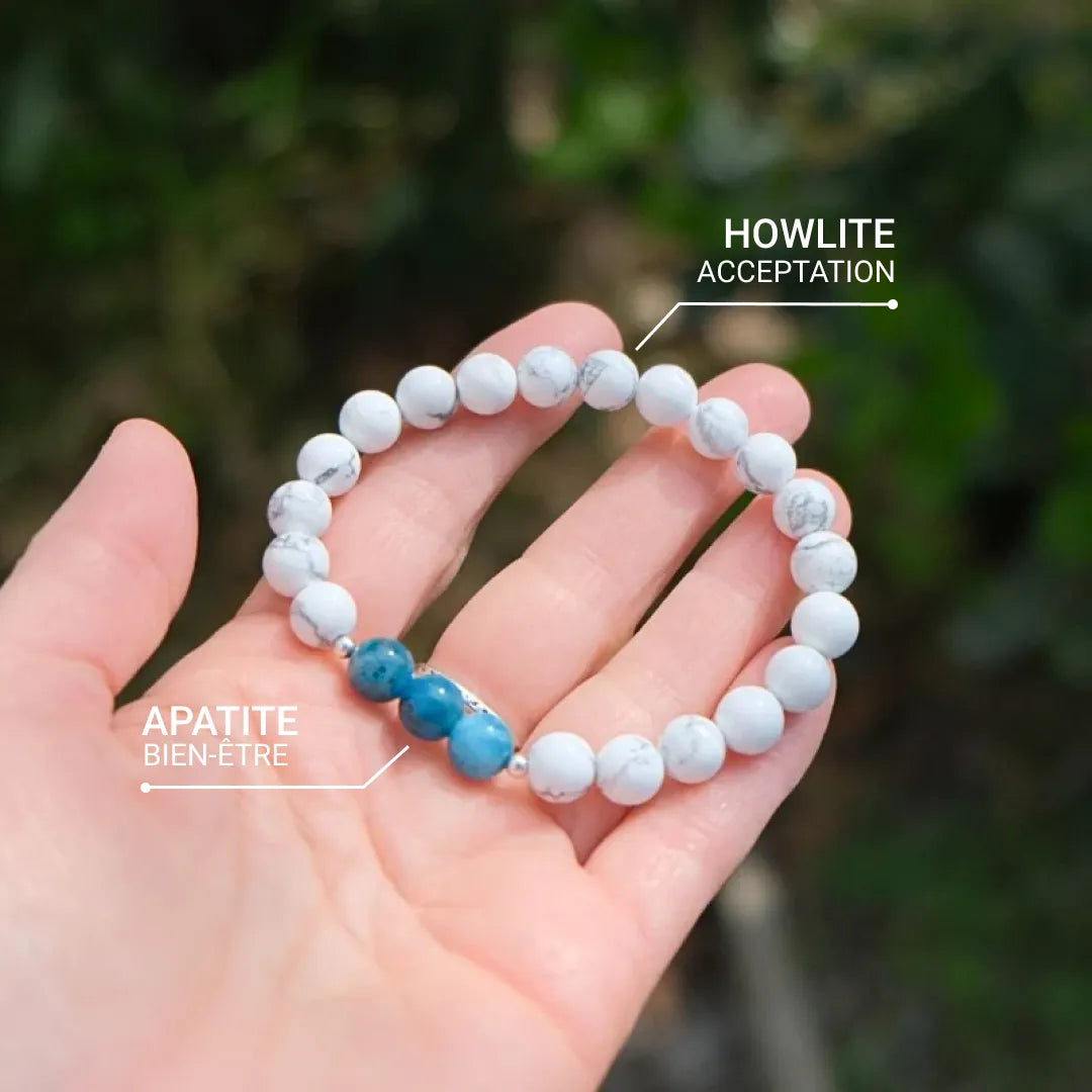 "Amincissement" Bracelet in Apatite & Howlite