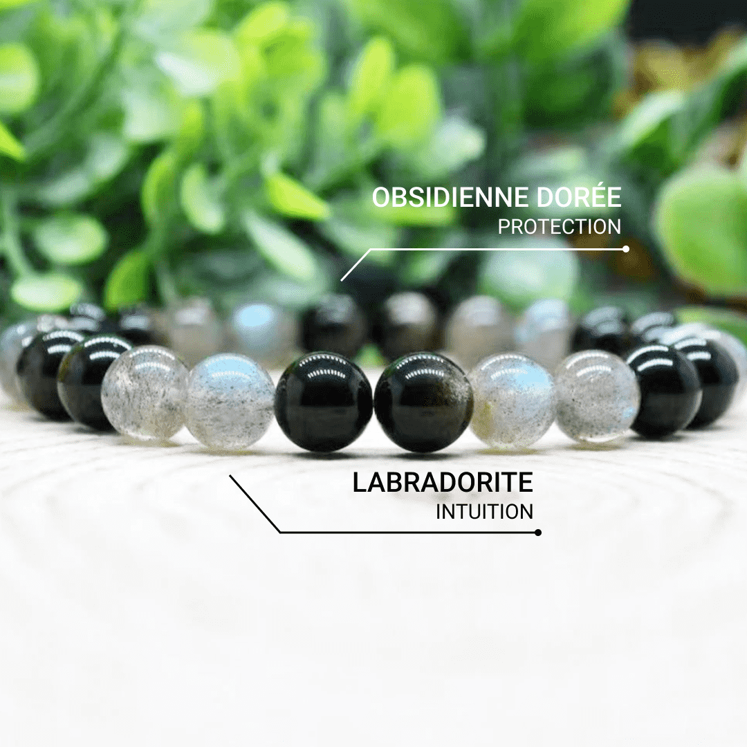 "Spiritual Refuge" Bracelet in Labradorite & Golden Obsidian