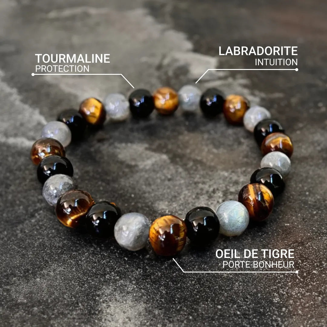 "Ultimate Protection" Bracelet in Tourmaline, Tiger's Eye & Labradorite