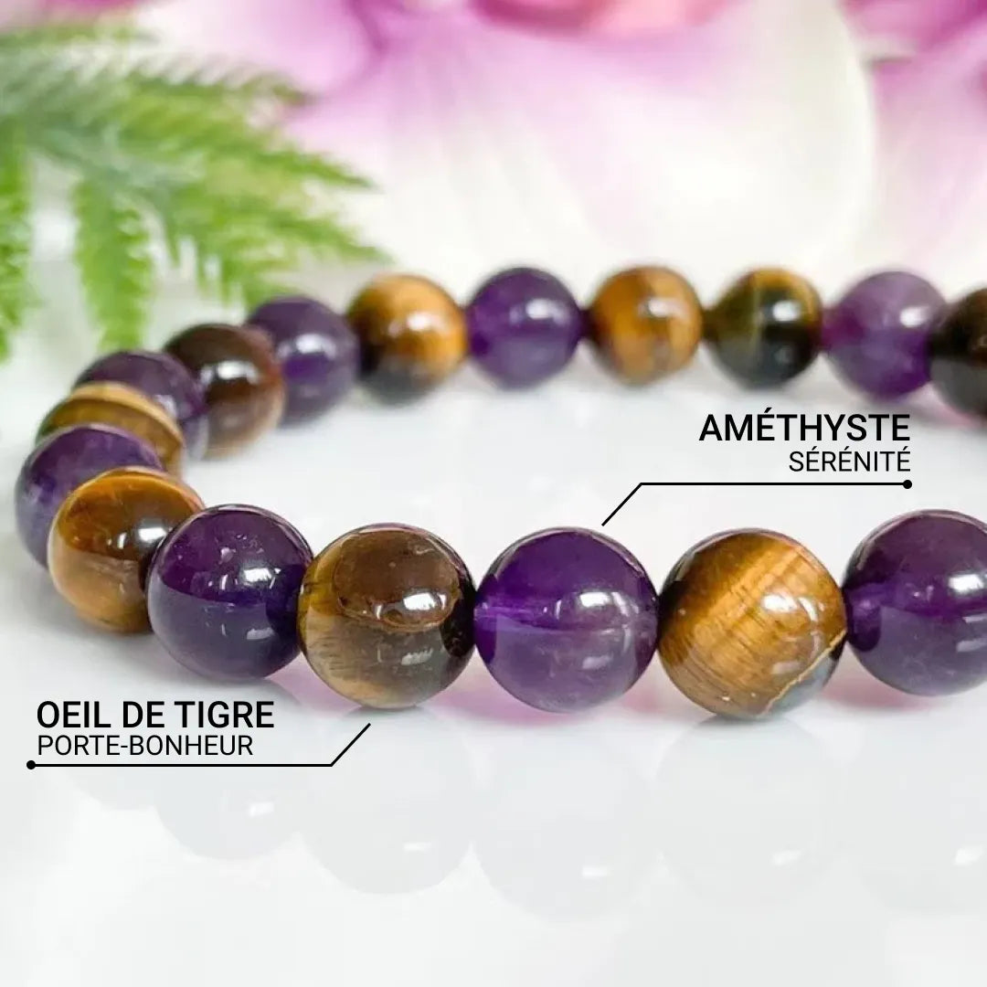"Deliverance" Bracelet in Amethyst & Tiger Eye