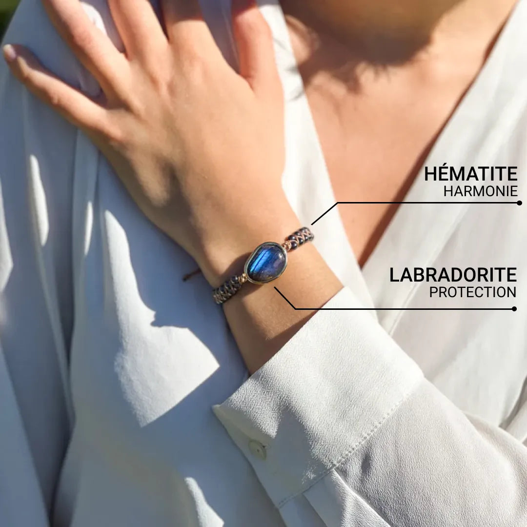 "Celestial Eye" Bracelet in Labradorite & Hematite