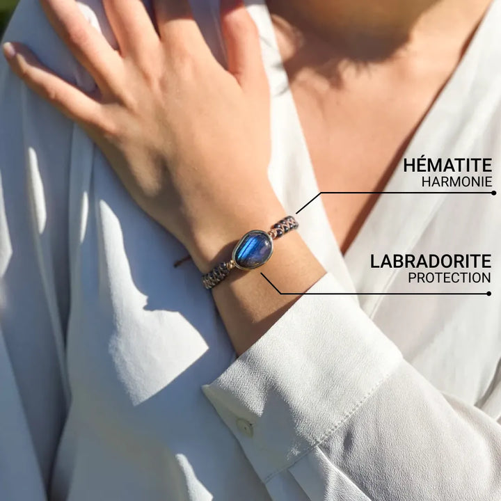 "Celestial Eye" Bracelet in Labradorite & Hematite