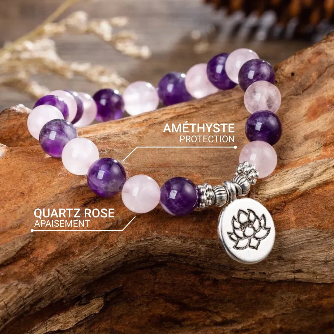 "Love & Spirituality" Bracelet in Amethyst & Rose Quartz