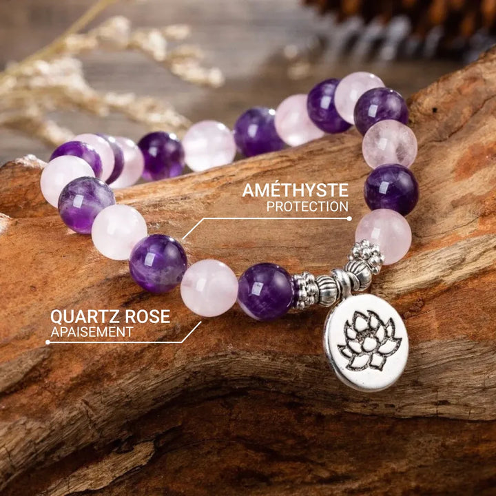 "Love & Spirituality" Bracelet in Amethyst & Rose Quartz