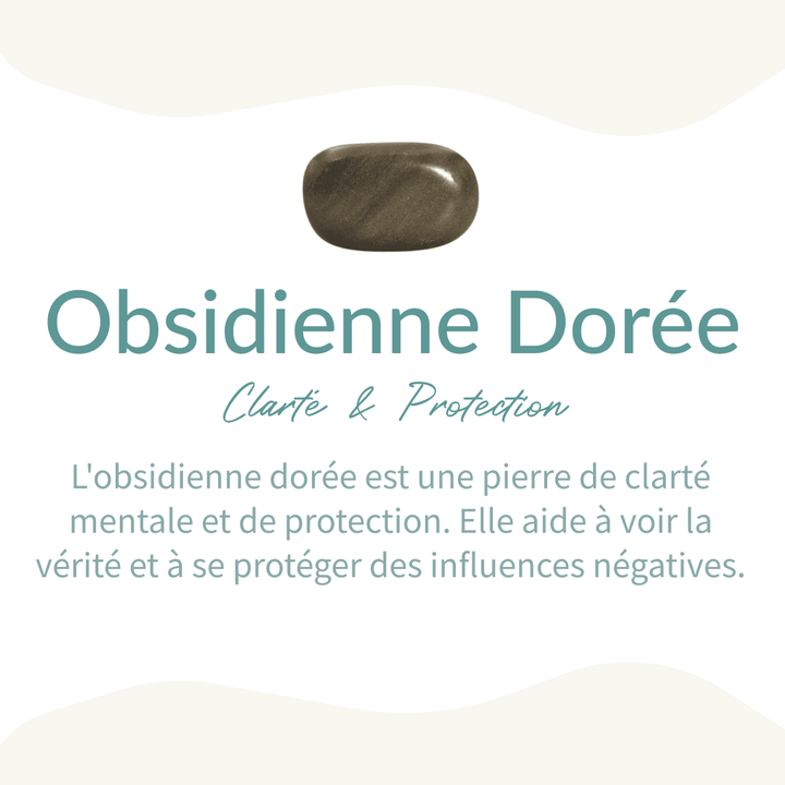 "Protection & Abundance" Pebble in Golden Obsidian