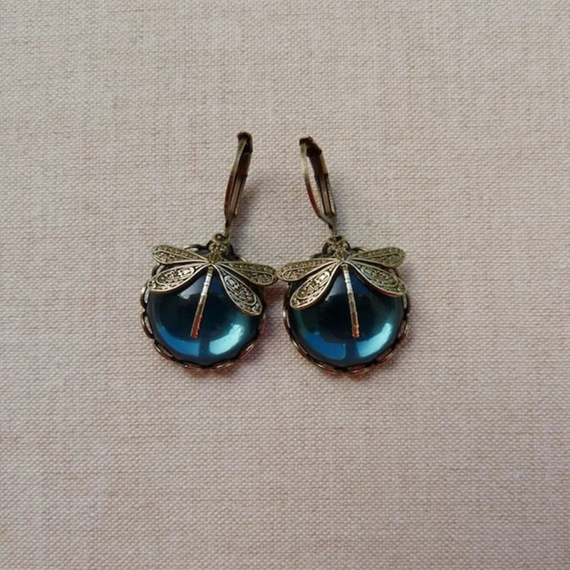 Antika Guld Dragonfly Earrings