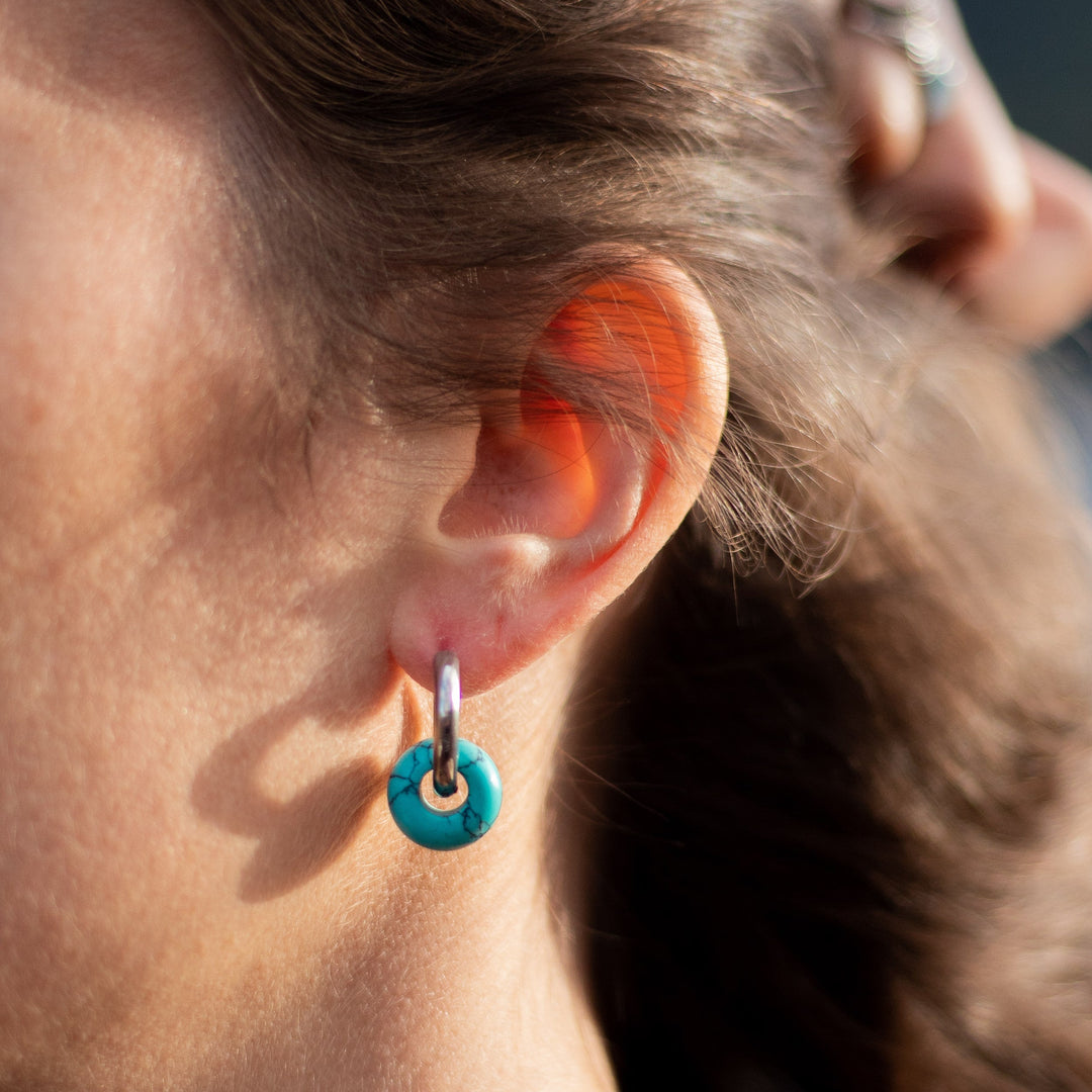 "Double Hoop" Earrings in Natural Stones