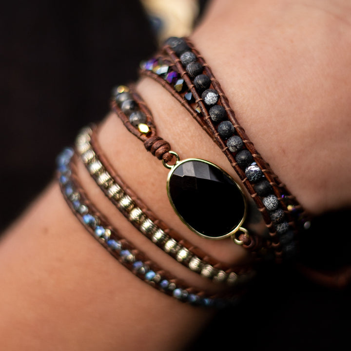 "Anchoring & Security" Wrap Bracelet in Onyx