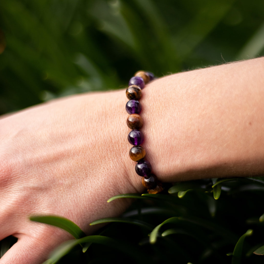 "Deliverance" Bracelet in Amethyst & Tiger Eye