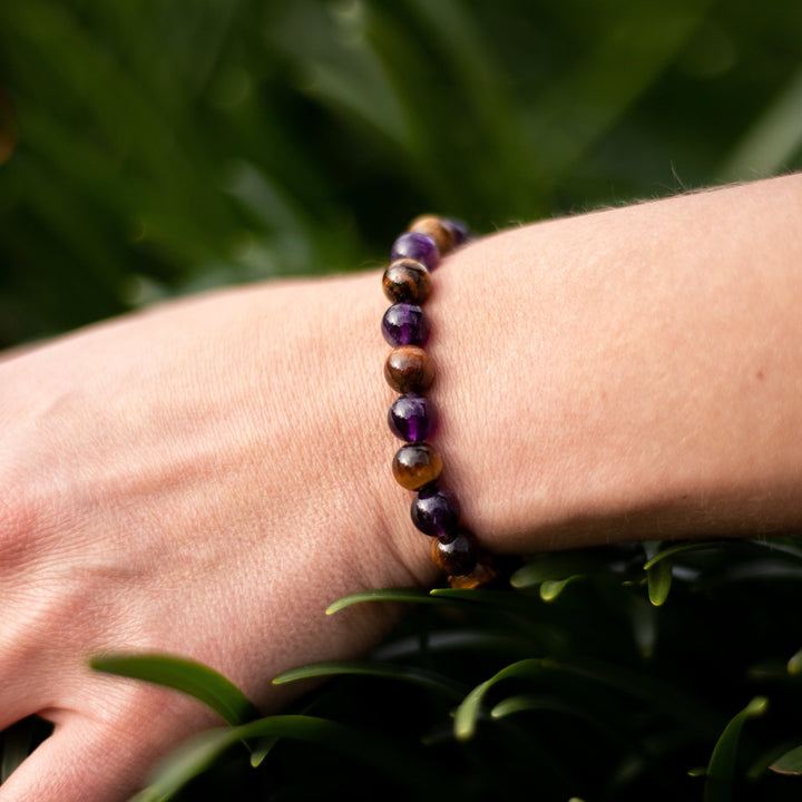"Deliverance" Bracelet in Amethyst & Tiger Eye