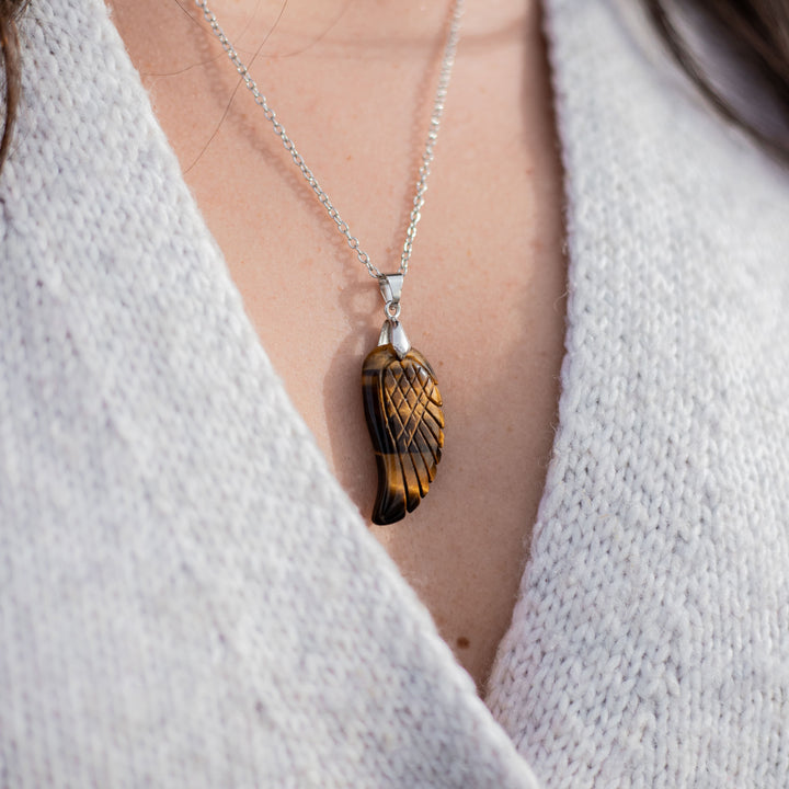 "Angel Wing" Pendant in Natural Stone