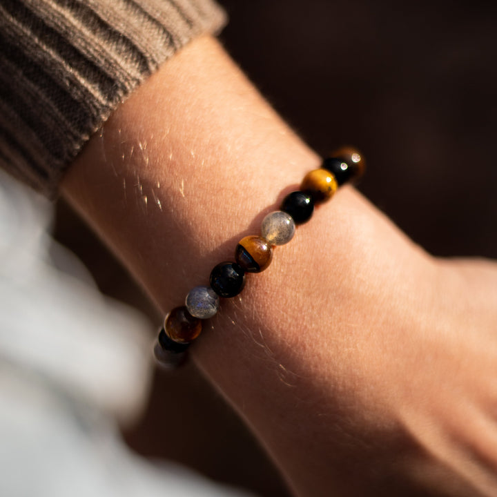 "Ultimate Protection" Bracelet in Tourmaline, Tiger's Eye & Labradorite