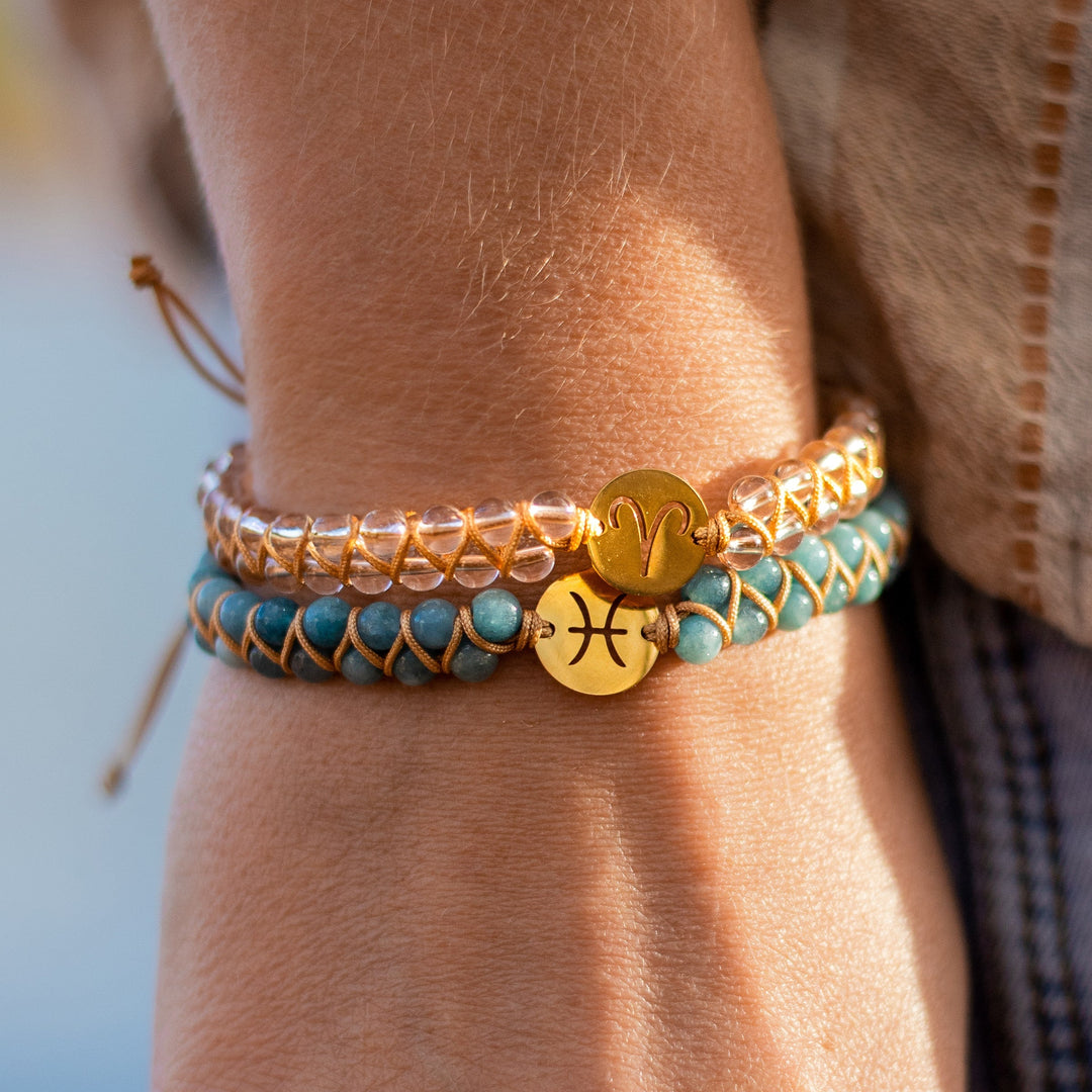 "Woven Bracelet '12 Constellations' in Natural Stones"