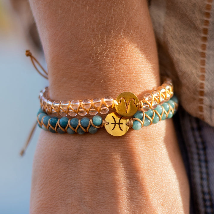 "Woven Bracelet '12 Constellations' in Natural Stones"