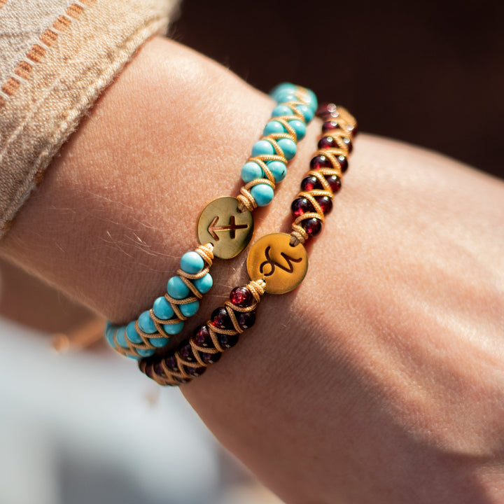 "Woven Bracelet '12 Constellations' in Natural Stones"