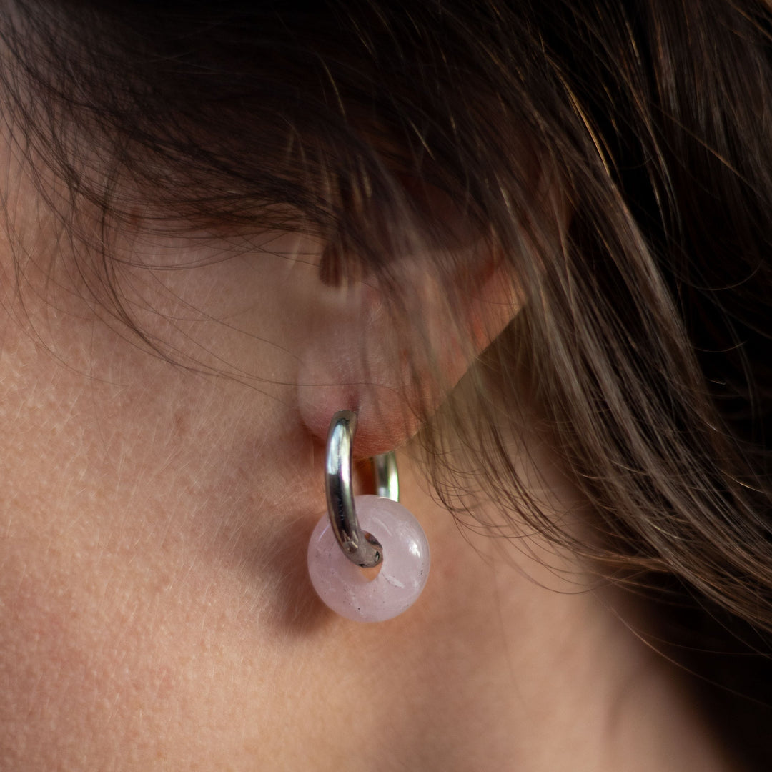 "Double Hoop" Earrings in Natural Stones