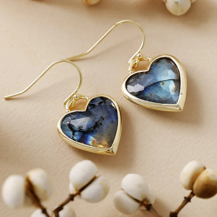 "Ear Rings 'My Heart in Light' in Natural Stones"