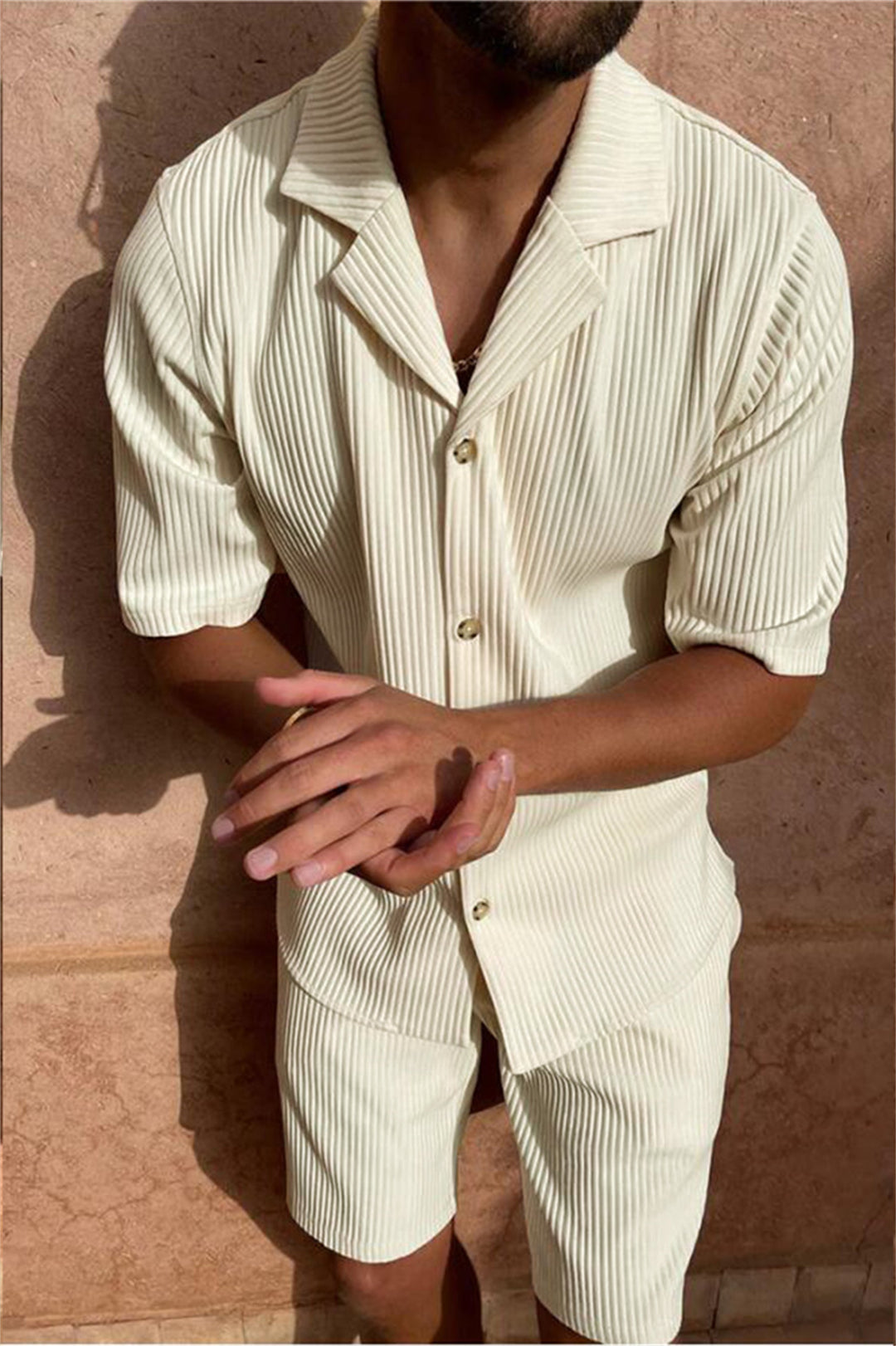 Leonardo Cord Shirt with Short Sleeves and Shorts Set
