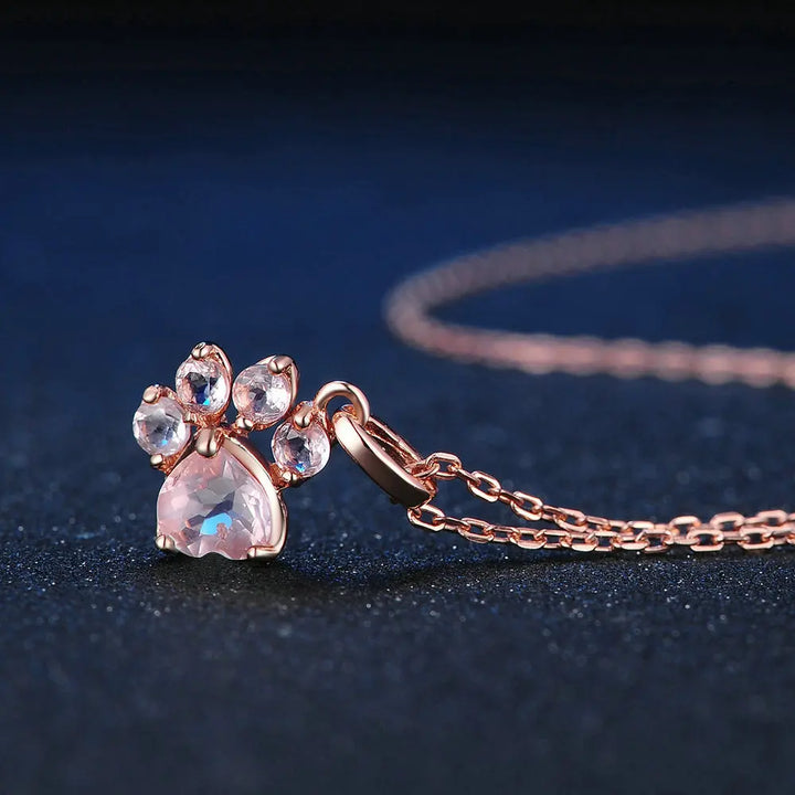 "Love Paw" Pendant in Rose Quartz