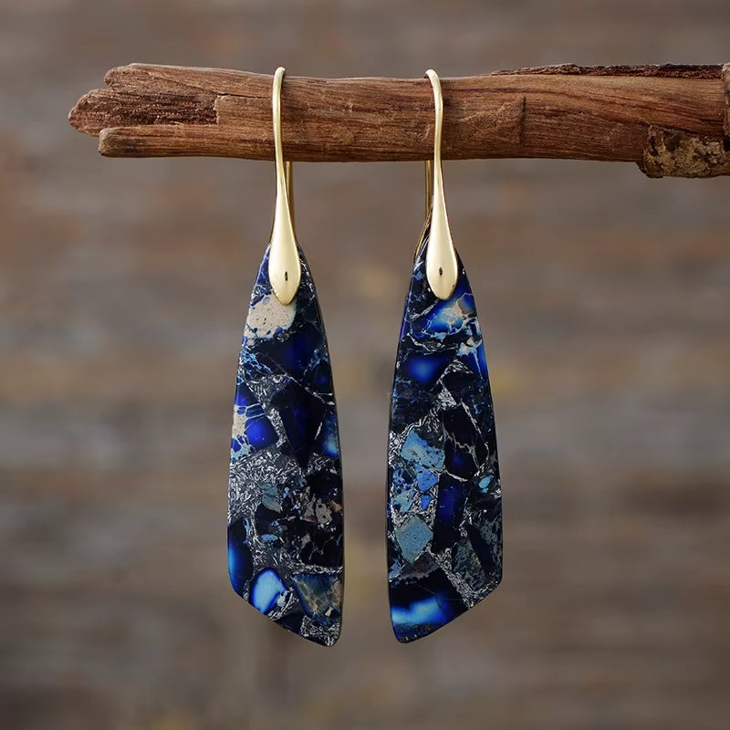 Dangle Earrings in Blue Jasper