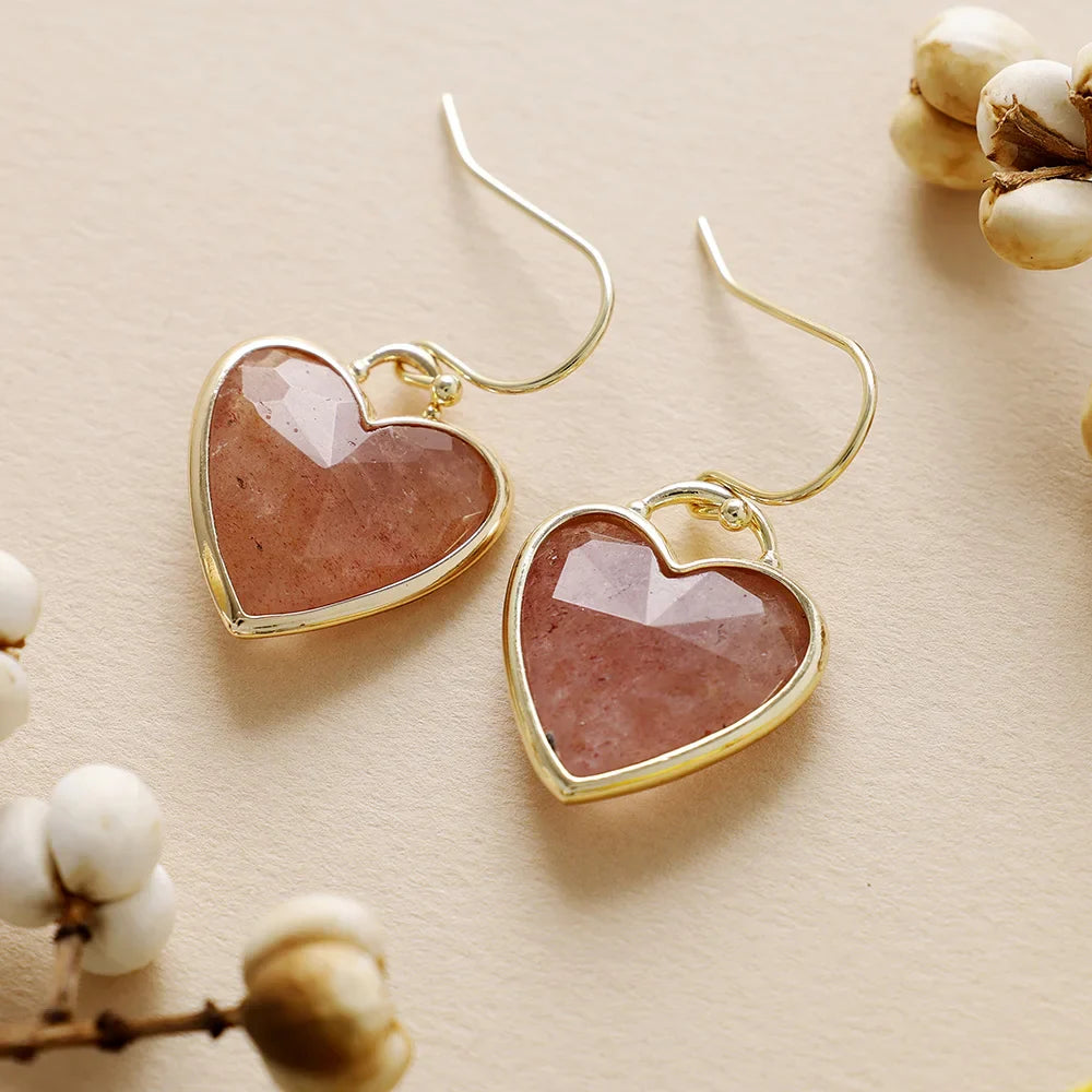 "Earings 'My Heart in Light' in Natural Stones"