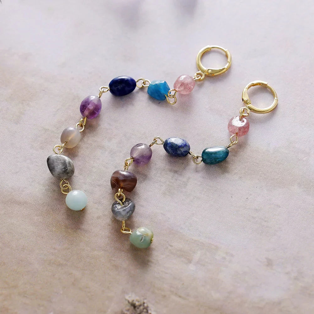 "Earings 'Wellness Cascade of the 7 Chakras'"
