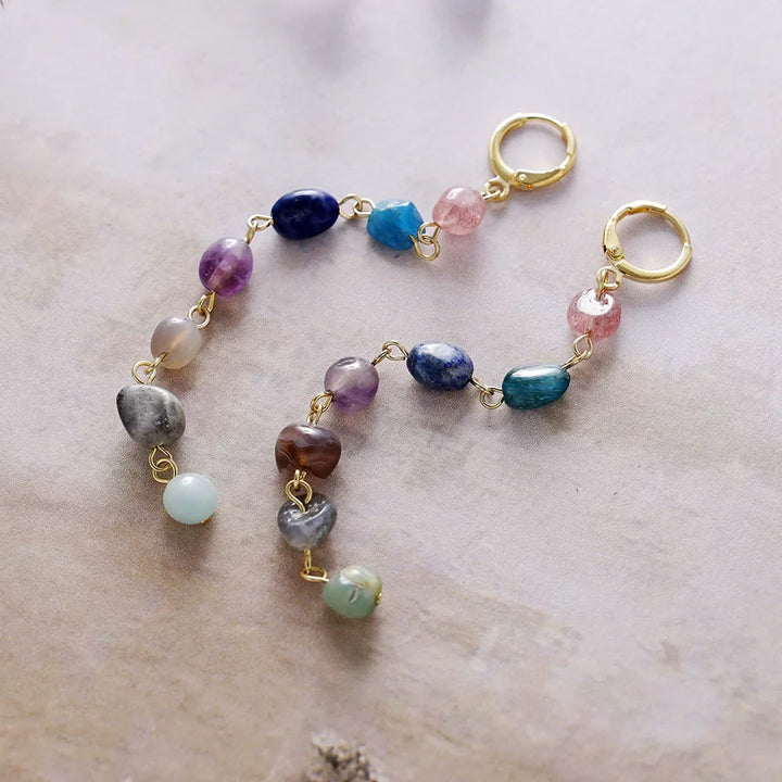 "Earrings 'Wellness Cascade of the 7 Chakras'"
