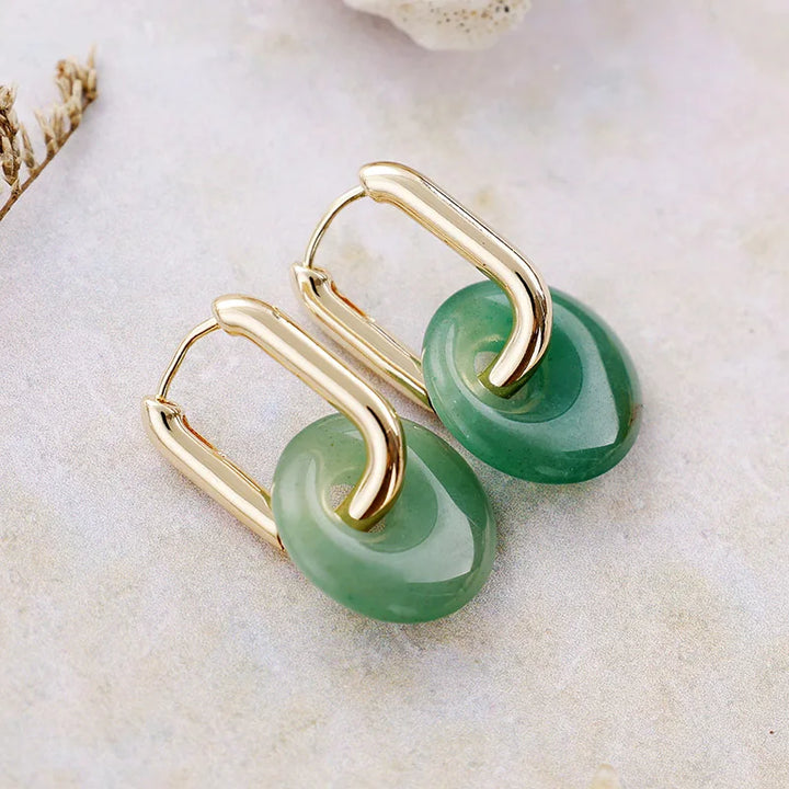 "Mineral Radiance" Hoop Earrings in Natural Stones