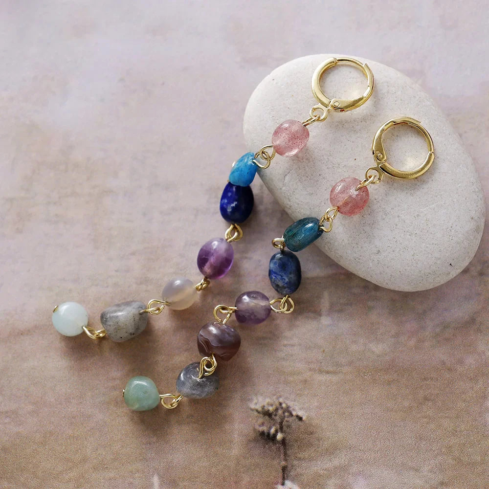 "Earrings 'Wellness Cascade of the 7 Chakras'"